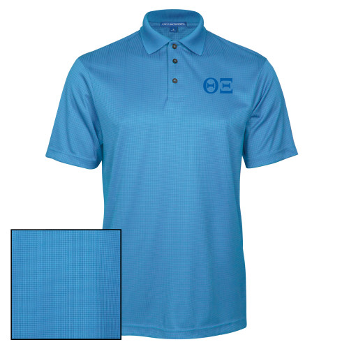 Light Blue Performance Fine Jacquard Polo-Greek Letters - One Color