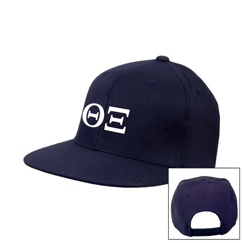 Navy Flat Bill Snapback Hat-Greek Letters - One Color