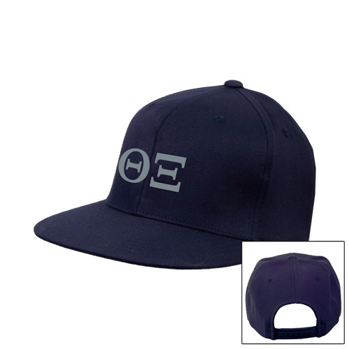 Navy Flat Bill Snapback Hat-Greek Letters - One Color