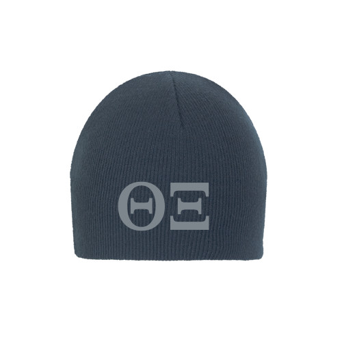 Navy Knit Beanie-Greek Letters - One Color