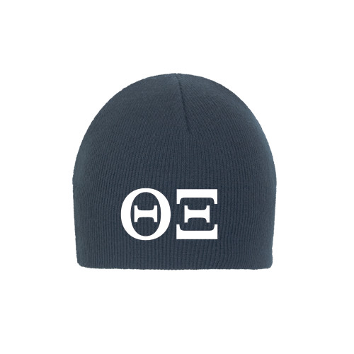 Navy Knit Beanie-Greek Letters - One Color