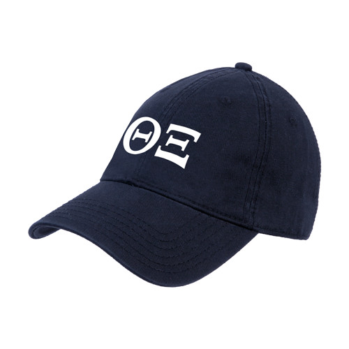 Navy Unstructured Adjustable Low Profile Hat-Greek Letters - One Color