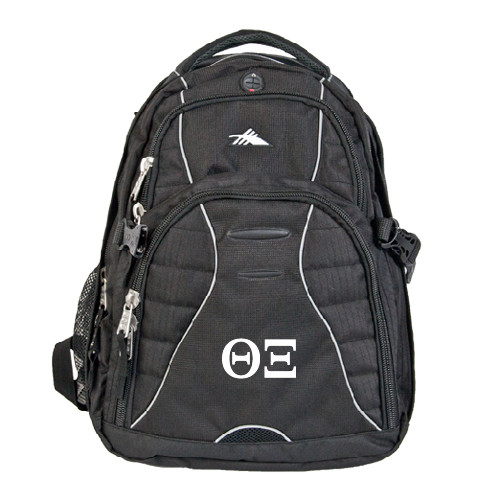 High Sierra Black Swerve Computer Backpack-Greek Letters - One Color