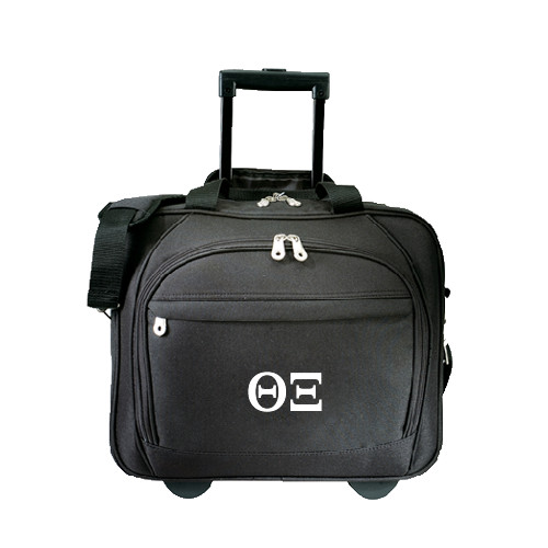 Black Embassy Plus Rolling Computer Brief-Greek Letters - One Color