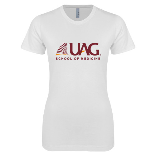  Next Level Womens White Boyfriend Tee - UAG School of Medicine Wordmark