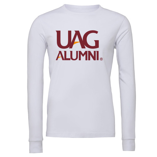  Bella + Canvas White Jersey Cotton Long Sleeve T Shirt - UAG Alumni Mark