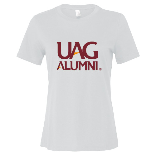  Bella + Canvas Womens White Relaxed Cotton T Shirt - UAG Alumni Mark