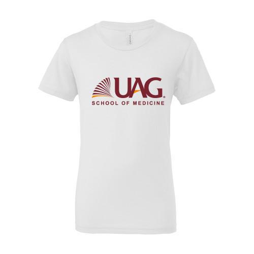  Bella + Canvas Youth White Jersey T Shirt - UAG School of Medicine Wordmark