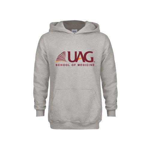  Youth Grey Fleece Hood - UAG School of Medicine Wordmark