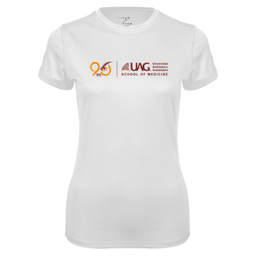  Womens White Performance Tee - UAG 90th Anniversary Full Name