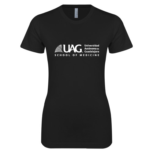  Next Level Womens Black Boyfriend Tee - UAG School of Medicine Full School Name Wordmark