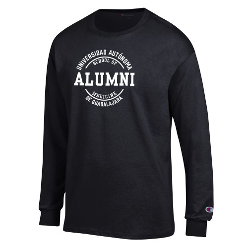  Champion Black Long Sleeve T Shirt - UAG School of Medicine Alumni in Circle