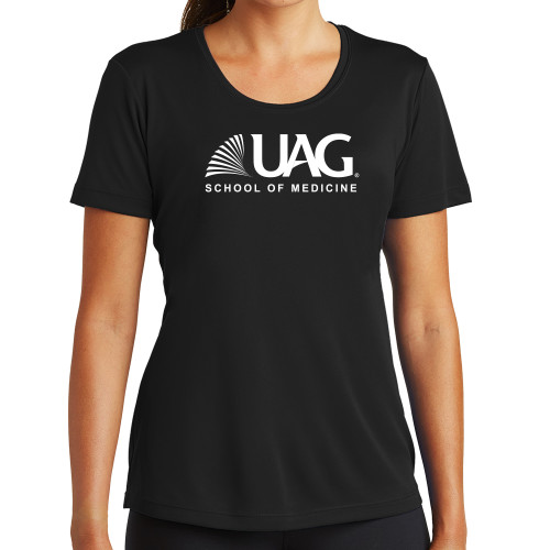  Womens Black Performance Tee - UAG School of Medicine Wordmark
