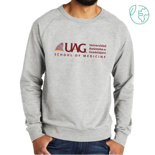  Allmade Light Grey Organic French Terry Crewneck Sweatshirt - UAG School of Medicine Full School Name Wordmark