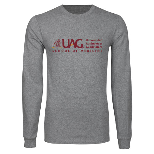  Grey Long Sleeve T Shirt - UAG School of Medicine Full School Name Wordmark