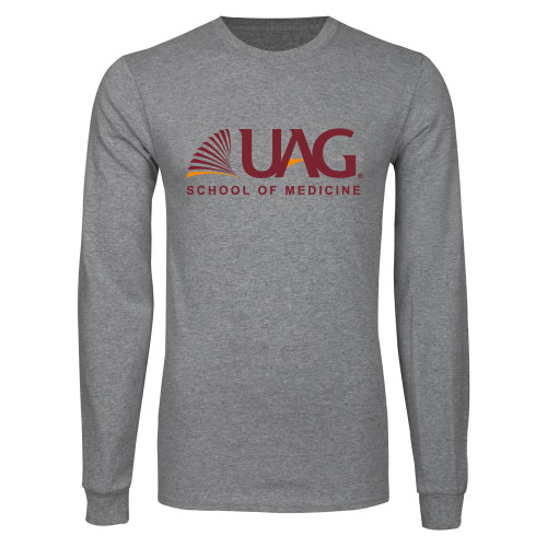  Grey Long Sleeve T Shirt - UAG School of Medicine Wordmark
