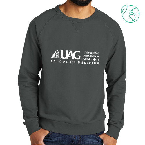  Allmade Dark Grey Organic French Terry Crewneck Sweatshirt - UAG School of Medicine Full School Name Wordmark
