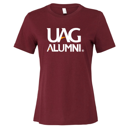  Bella + Canvas Womens Maroon Relaxed Cotton T Shirt - UAG Alumni Mark