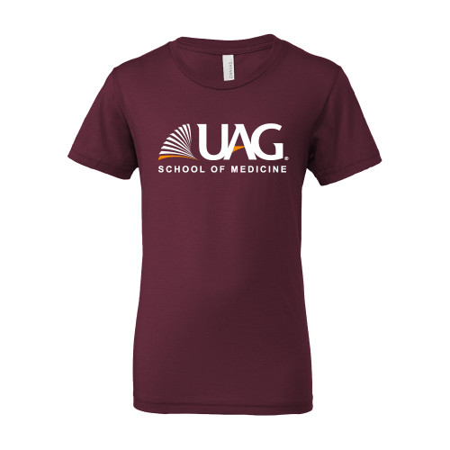  Bella + Canvas Youth Maroon Jersey T Shirt - UAG School of Medicine Wordmark