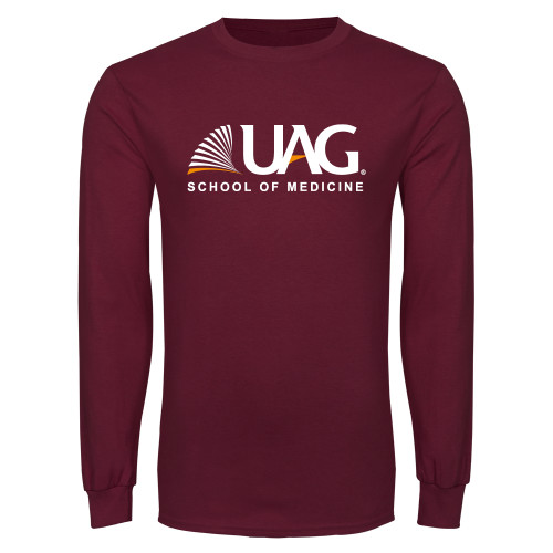  Maroon Long Sleeve T Shirt - UAG School of Medicine Wordmark