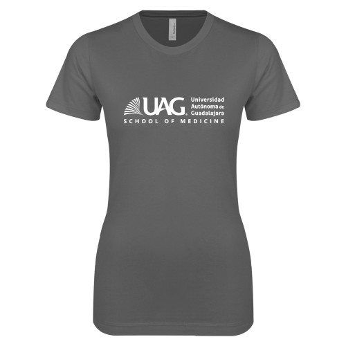  Next Level Womens Charcoal Boyfriend Tee - UAG School of Medicine Full School Name Wordmark