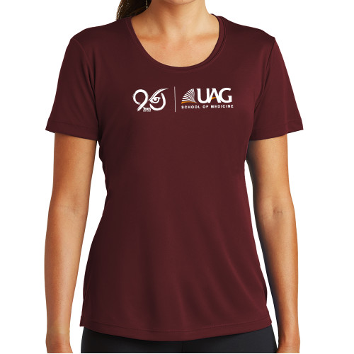  Womens Maroon Performance Short Sleeve Tee - UAG 90th Anniversary