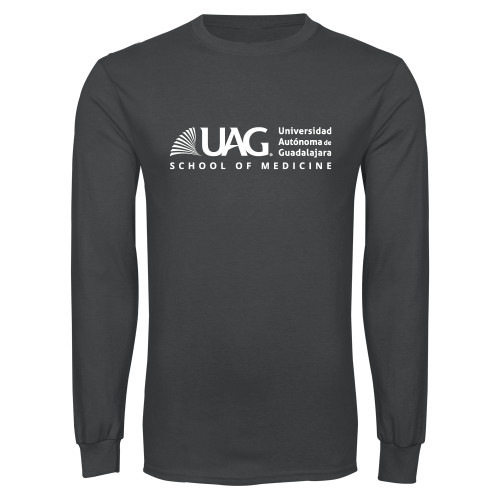  Charcoal Long Sleeve T Shirt - UAG School of Medicine Full School Name Wordmark