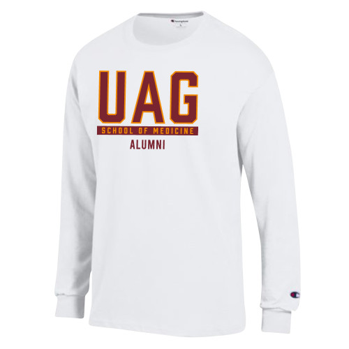  Champion White Long Sleeve T Shirt - UAG School of Medicine Alumni