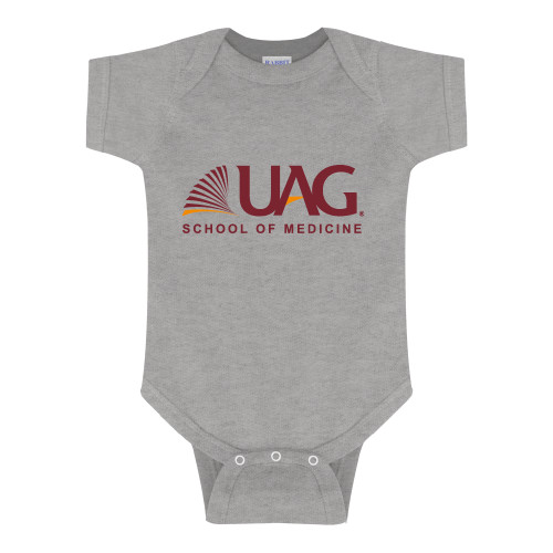  Grey Infant Onesie - UAG School of Medicine Wordmark