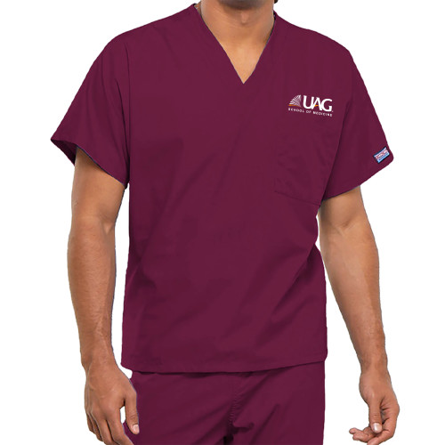  Unisex Wine WW Originals Neck Scrub Top - UAG School of Medicine Wordmark