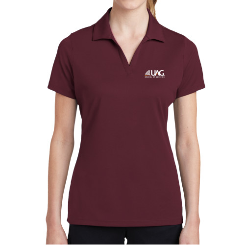  Womens Maroon Dry Mesh Polo - UAG School of Medicine Wordmark