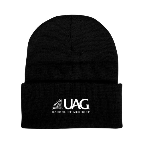  Black Knit Beanie w/Cuff - UAG School of Medicine Wordmark