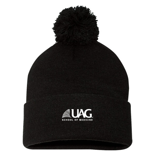  Sportsman Black Pom Pom Cuffed Beanie - UAG School of Medicine Wordmark