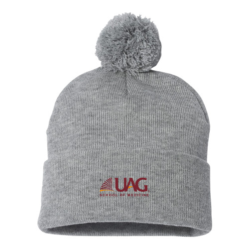 Sportsman Heather Grey Pom Pom Cuffed Beanie - UAG School of Medicine Wordmark