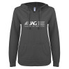 Thumbnail image for  ENZA Womens Dark Heather V Notch Raw Edge Fleece Hoodie