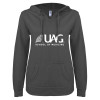 Thumbnail image for  ENZA Womens Dark Heather V Notch Raw Edge Fleece Hoodie