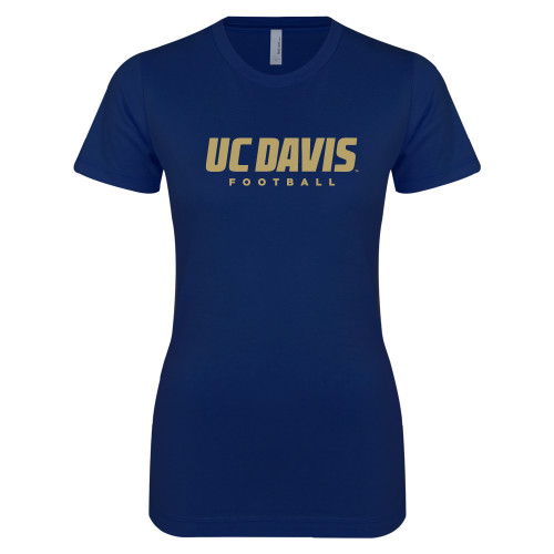  Next Level Womens Navy Boyfriend Tee - Football