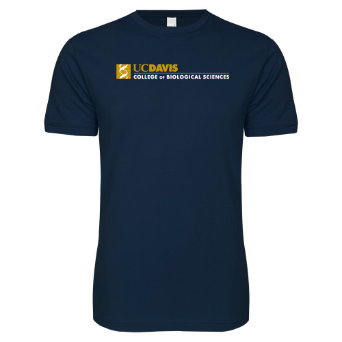  Next Level Navy SoftStyle T Shirt - UC Davis College of Biological Sciences Flat