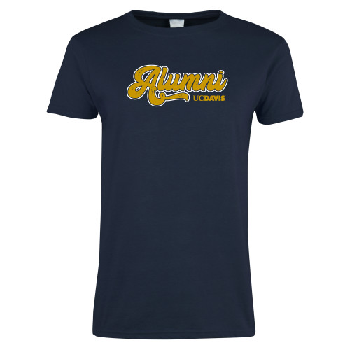  Womens Short Sleeve Navy Tee - UC Davis Alumni Vintage Script