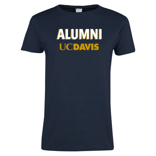  Womens Short Sleeve Navy Tee - UC Davis Alumni Line Shadow