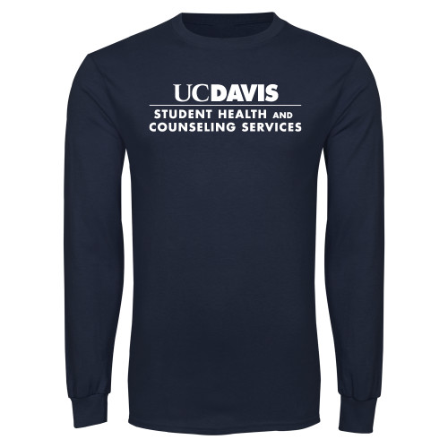  Navy Long Sleeve T Shirt - UC Davis Student Health and Counseling Services Centered