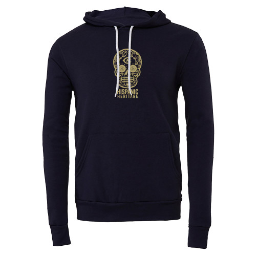  Bella + Canvas Navy Fleece Hood - UC Davis Hispanic Heritage Skull
