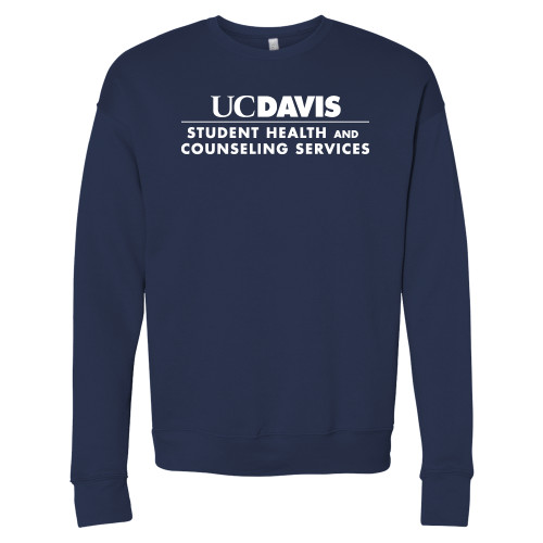  Bella + Canvas Navy Fleece Crew - UC Davis Student Health and Counseling Services Centered