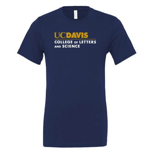  Bella + Canvas Navy Jersey Cotton T Shirt - UC Davis College of Letters and Science Flat