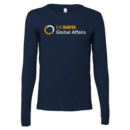  Bella + Canvas Navy Jersey Cotton Long Sleeve T Shirt - UC Davis Global Affairs Flat