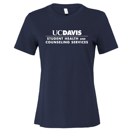  Bella + Canvas Womens Navy Relaxed Cotton T Shirt - UC Davis Student Health and Counseling Services Centered
