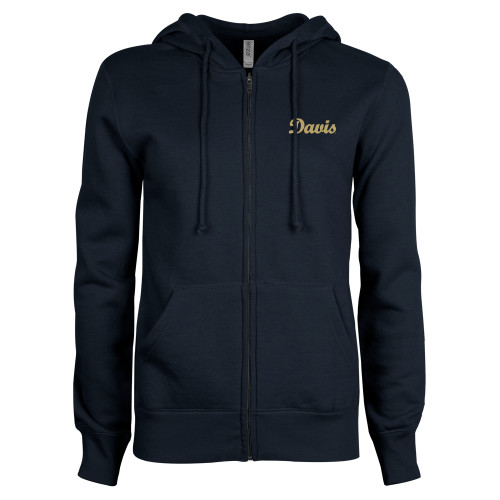  ENZA Womens Navy Fleece Full Zip Hoodie - Script Davis