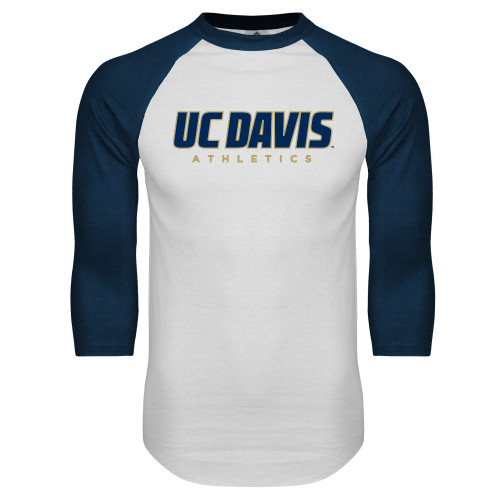  White/Navy Raglan Baseball T Shirt - Primary Athletics Mark