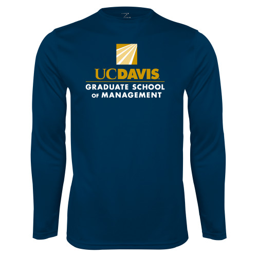  Navy Performance Long Sleeve Shirt - Graduate School of Management Stacked