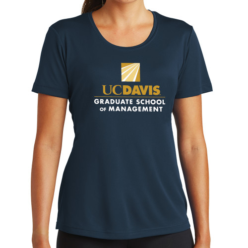  Womens Navy Performance Tee - Graduate School of Management Stacked